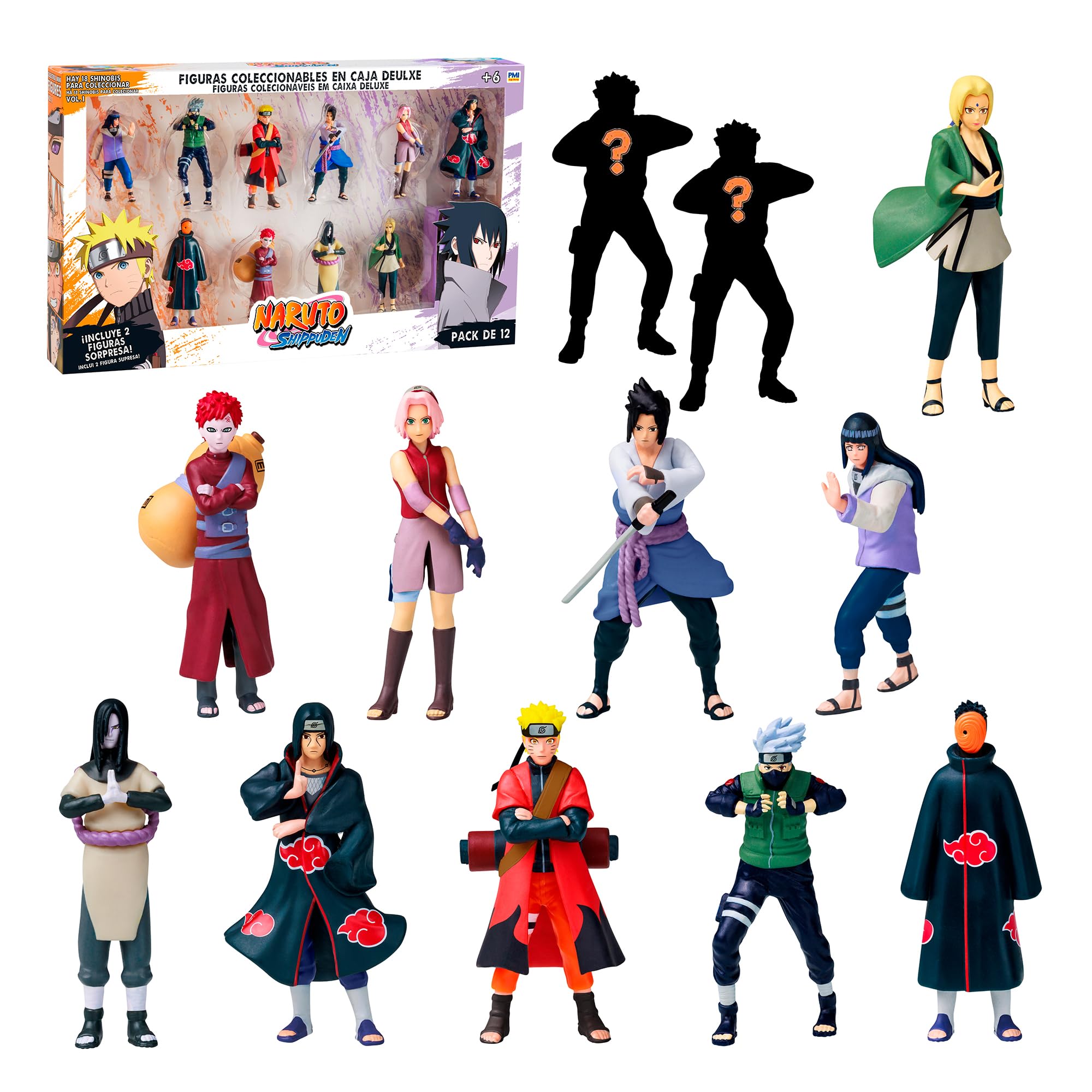 Bizak Naruto 64111280-2 Figures in Deluxe Box, 7 cm, Includes 2